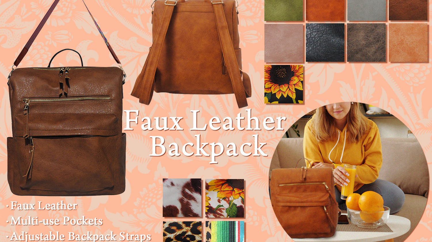 Vegan Leather Hybrid Backpack Purse