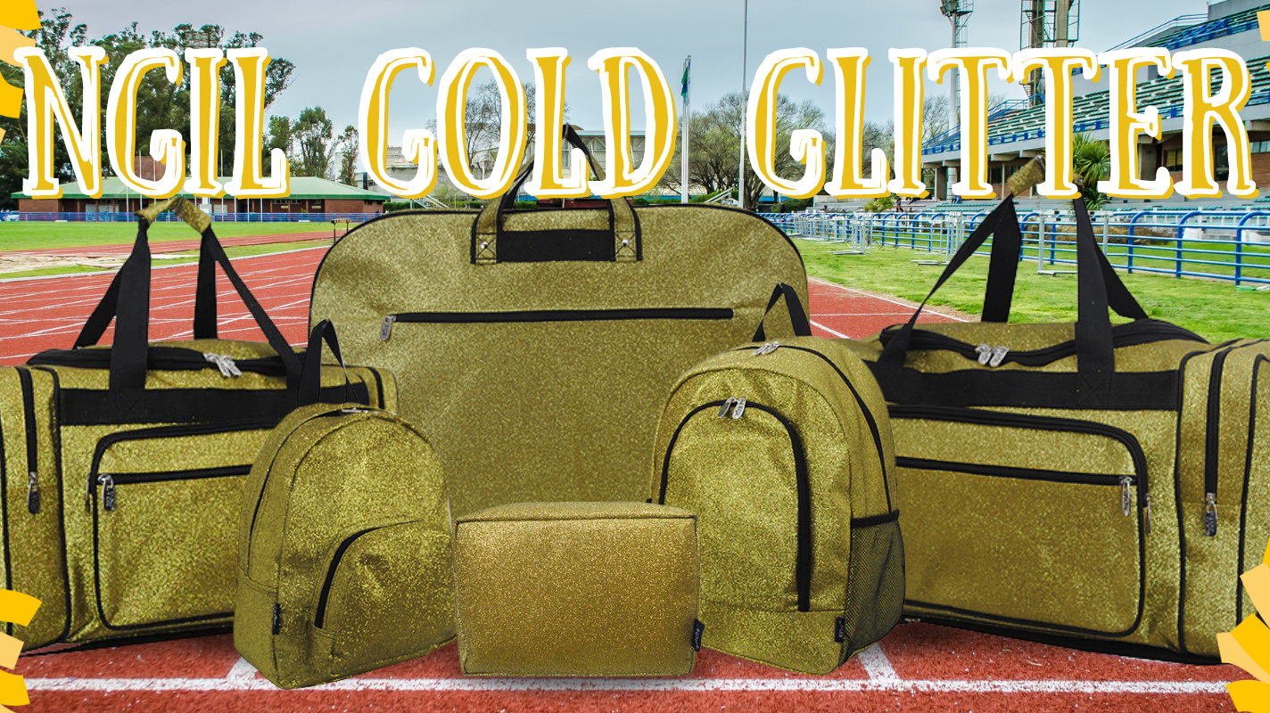 School Team-Ready Gold Glitter Cheer Bags ✨