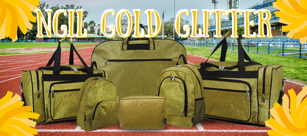 School Team-Ready Gold Glitter Cheer Bags ✨