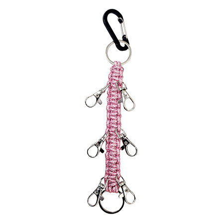 Pink cheer hair bow holder, Keychain, carabiner, keychain with carabiner, cheer keychain, ngil hairbow holder, hair bow keychain, cheerleader hair bow organizer, carabiner hair bow clip, cheer accessory, accessory holder, accessory keychain, cheer gear, dance team accessories, backpack hair bow hanger, cheer gear for backpacks, cheerleading team essentials, wholesale, wholesale keychains, cheer gifts, gifts for dance teams, keychain organizer, bow keychain, hair accessory carabiner clip.