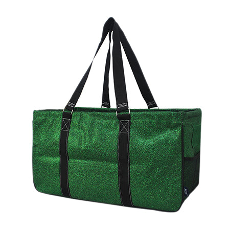 green grocery tote bag, storage tote bag, laundry tote, sport snack tote, gear organizer bag, glitter utility tote, glitter tote bag, large utility tote, collapsible storage bag, water-resistant tote, canvas utility tote, cheer gear bag, dance gear tote, gymnastics tote bag, team mom tote, coach supply bag, beach tote, weekender bag, camping tote, travel tote, picnic organizer, open top tote, NGIL glitter bag, sparkle tote for women, multi-purpose tote, glitter grocery bag, sport snack organizer