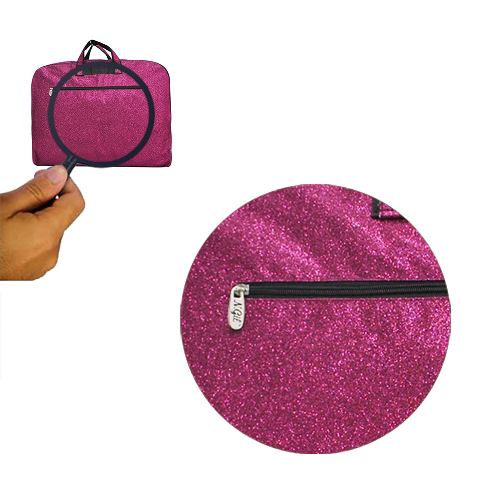 hot pink glitter garment bag, NGIL garment bag, dance garment bag, cheer garment bag, travel garment bag, competition garment bag, dancewear storage bag, wrinkle-free travel bag, glitter travel bag, dancer travel bag, cheerleader travel bag, monogram garment bag, foldable garment bag, lightweight dance bag, dance competition bag, glitter cheer bag, garment bag with hook, glitter clothing bag, sparkly garment bag, stylish travel bag, costume storage bag, dance outfit bag, cheer uniform bag