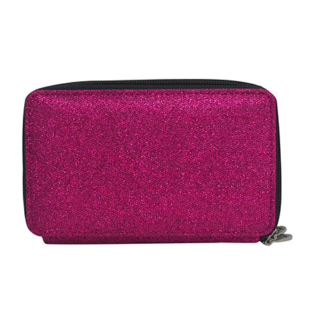 hot pink glitter all-in-one wallet, NGIL wallet, cheer wallet, dance wallet, gymnastics wallet, sports wallet, competition travel wallet, glitter wristlet wallet, crossbody wallet purse, wallet with phone pocket, wallet with card slots, glitter travel organizer, canvas glitter wallet, team mom wallet, coach accessory wallet, all-in-one glitter purse, zippered wallet bag, small glitter crossbody, sparkle wallet for girls, competition day wallet, dance mom wallet, cheer coach wallet