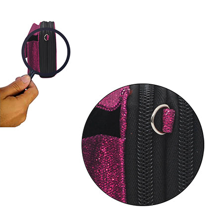 hot pink glitter all-in-one wallet, NGIL wallet, cheer wallet, dance wallet, gymnastics wallet, sports wallet, competition travel wallet, glitter wristlet wallet, crossbody wallet purse, wallet with phone pocket, wallet with card slots, glitter travel organizer, canvas glitter wallet, team mom wallet, coach accessory wallet, all-in-one glitter purse, zippered wallet bag, small glitter crossbody, sparkle wallet for girls, competition day wallet, dance mom wallet, cheer coach wallet
