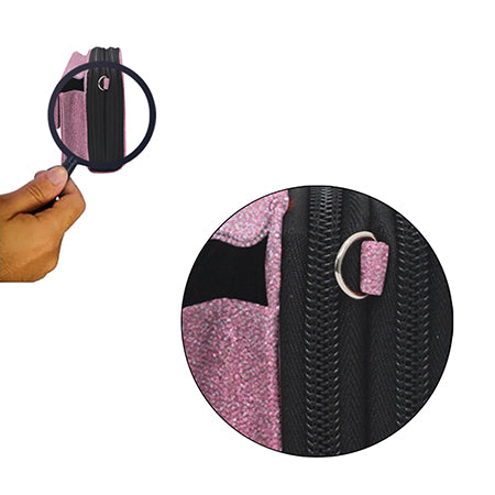 pink glitter all-in-one wallet, NGIL wallet, cheer wallet, dance wallet, gymnastics wallet, sports wallet, competition travel wallet, glitter wristlet wallet, crossbody wallet purse, wallet with phone pocket, wallet with card slots, glitter travel organizer, canvas glitter wallet, team mom wallet, coach accessory wallet, all-in-one glitter purse, zippered wallet bag, small glitter crossbody, sparkle wallet for girls, competition day wallet, dance mom wallet, cheer coach wallet