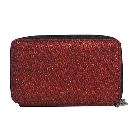 red glitter all-in-one wallet, NGIL wallet, cheer wallet, dance wallet, gymnastics wallet, sports wallet, competition travel wallet, glitter wristlet wallet, crossbody wallet purse, wallet with phone pocket, wallet with card slots, glitter travel organizer, canvas glitter wallet, team mom wallet, coach accessory wallet, all-in-one glitter purse, zippered wallet bag, small glitter crossbody, sparkle wallet for girls, competition day wallet, dance mom wallet, cheer coach wallet