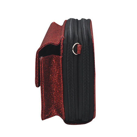 red glitter all-in-one wallet, NGIL wallet, cheer wallet, dance wallet, gymnastics wallet, sports wallet, competition travel wallet, glitter wristlet wallet, crossbody wallet purse, wallet with phone pocket, wallet with card slots, glitter travel organizer, canvas glitter wallet, team mom wallet, coach accessory wallet, all-in-one glitter purse, zippered wallet bag, small glitter crossbody, sparkle wallet for girls, competition day wallet, dance mom wallet, cheer coach wallet