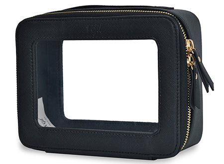 clear toiletry bag, faux leather makeup bag, TSA approved toiletry bag, clear cosmetic pouch, travel toiletry organizer, transparent makeup bag, waterproof travel bag, vegan leather toiletry bag, gym cosmetic bag, cruise travel bag, dance competition toiletry bag, road trip makeup case, golden zipper cosmetic bag, stylish clear bag, skincare travel pouch, TSA clear bag, eco-friendly cosmetic bag, clear bag with gold accents, makeup travel pouch, beauty storage organizer