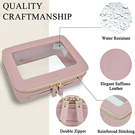 clear toiletry bag, faux leather makeup bag, TSA approved toiletry bag, clear cosmetic pouch, travel toiletry organizer, transparent makeup bag, waterproof travel bag, vegan leather toiletry bag, gym cosmetic bag, cruise travel bag, dance competition toiletry bag, road trip makeup case, golden zipper cosmetic bag, stylish clear bag, skincare travel pouch, TSA clear bag, eco-friendly cosmetic bag, clear bag with gold accents, makeup travel pouch, beauty storage organizer
