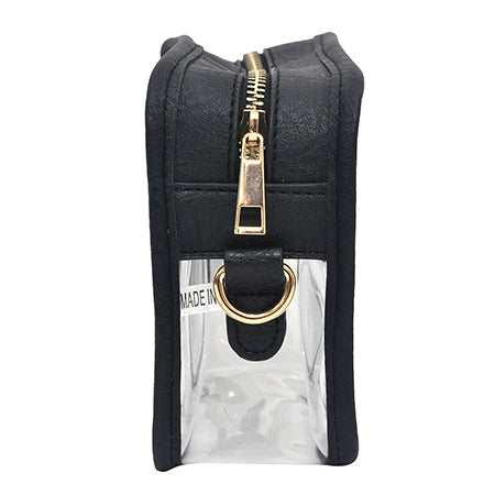 clear stadium bag, concert crossbody bag, stadium approved purse, see through bag, transparent crossbody, clear PVC bag, game day clear bag, clear shoulder bag, festival approved bag, stadium security bag, sports event clear purse, concert see through bag, adjustable strap clear bag, thick PVC stadium bag, stadium fashion bag, clear purse with strap, gold accent clear bag, faux leather trim clear bag, stadium regulation bag, concert ready crossbody bag, clear handbag for events
