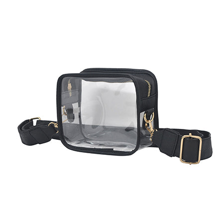 clear stadium bag, concert crossbody bag, stadium approved purse, see through bag, transparent crossbody, clear PVC bag, game day clear bag, clear shoulder bag, festival approved bag, stadium security bag, sports event clear purse, concert see through bag, adjustable strap clear bag, thick PVC stadium bag, stadium fashion bag, clear purse with strap, gold accent clear bag, faux leather trim clear bag, stadium regulation bag, concert ready crossbody bag, clear handbag for events