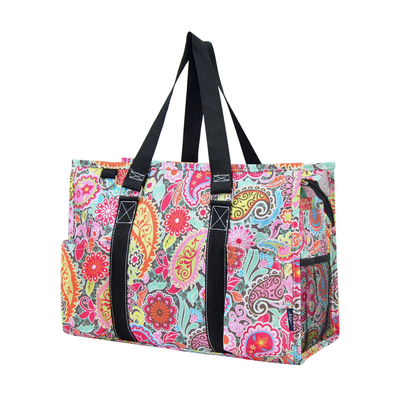 Sweet Wildflower Paisley NGIL Zippered Caddy Organizer Tote Bag