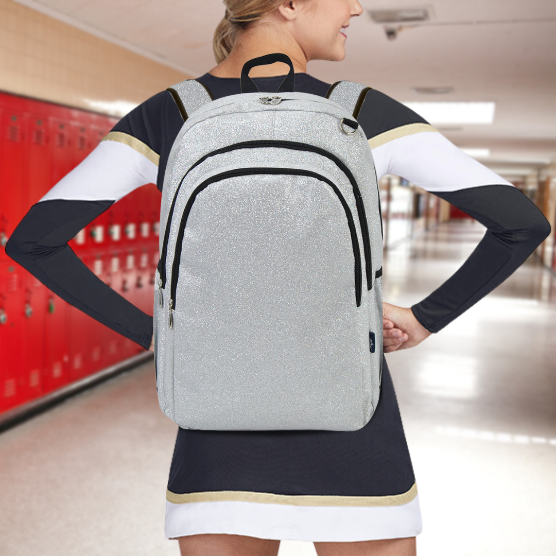 silver glitter backpacks, cheer backpacks, dance backpacks, gymnastics backpacks, tumbling backpacks, ballet backpacks, sports backpacks, pageant backpacks, competition backpacks, glitter cheer bags, sparkle dance bags, glitter gym backpack, glitter practice backpack, glitter team backpack, cheer competition backpack, dance recital backpack, ballet gear backpack, gymnastics gear backpack, glitter travel backpack, glitter performance bag