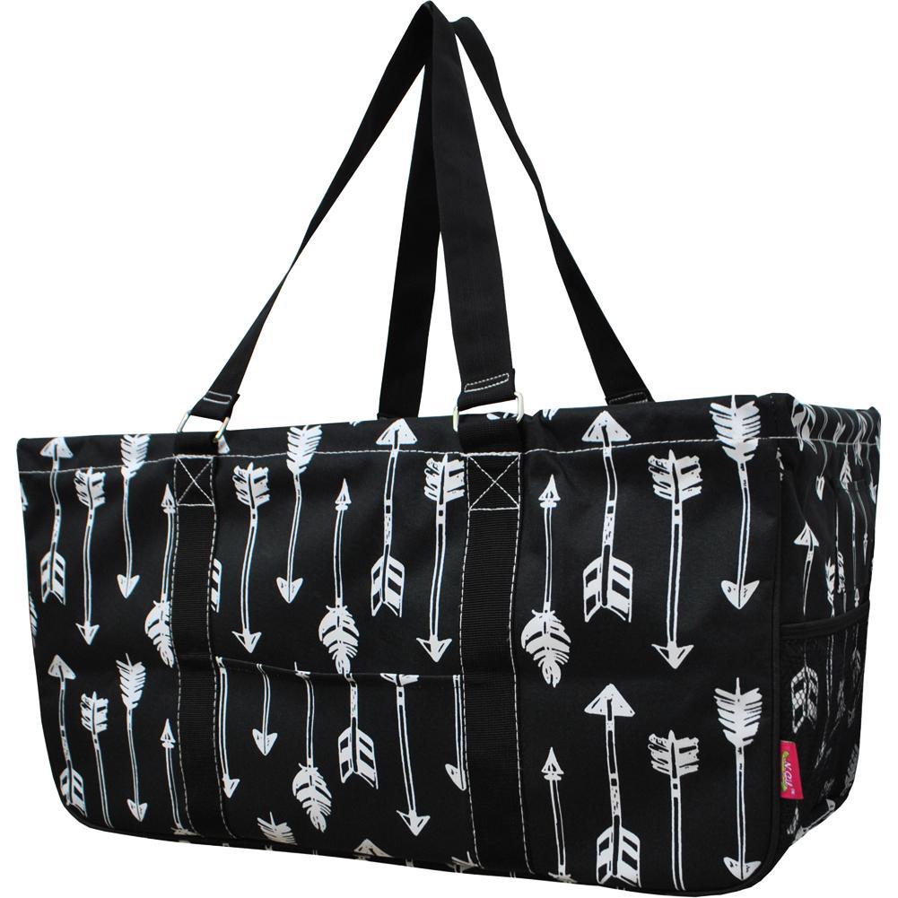 Monogram gift basket, NGIL, monogram tote bag canvas, personalized basket, teacher gift for classroom, arrow print, black arrow bag, arrow utility bag,