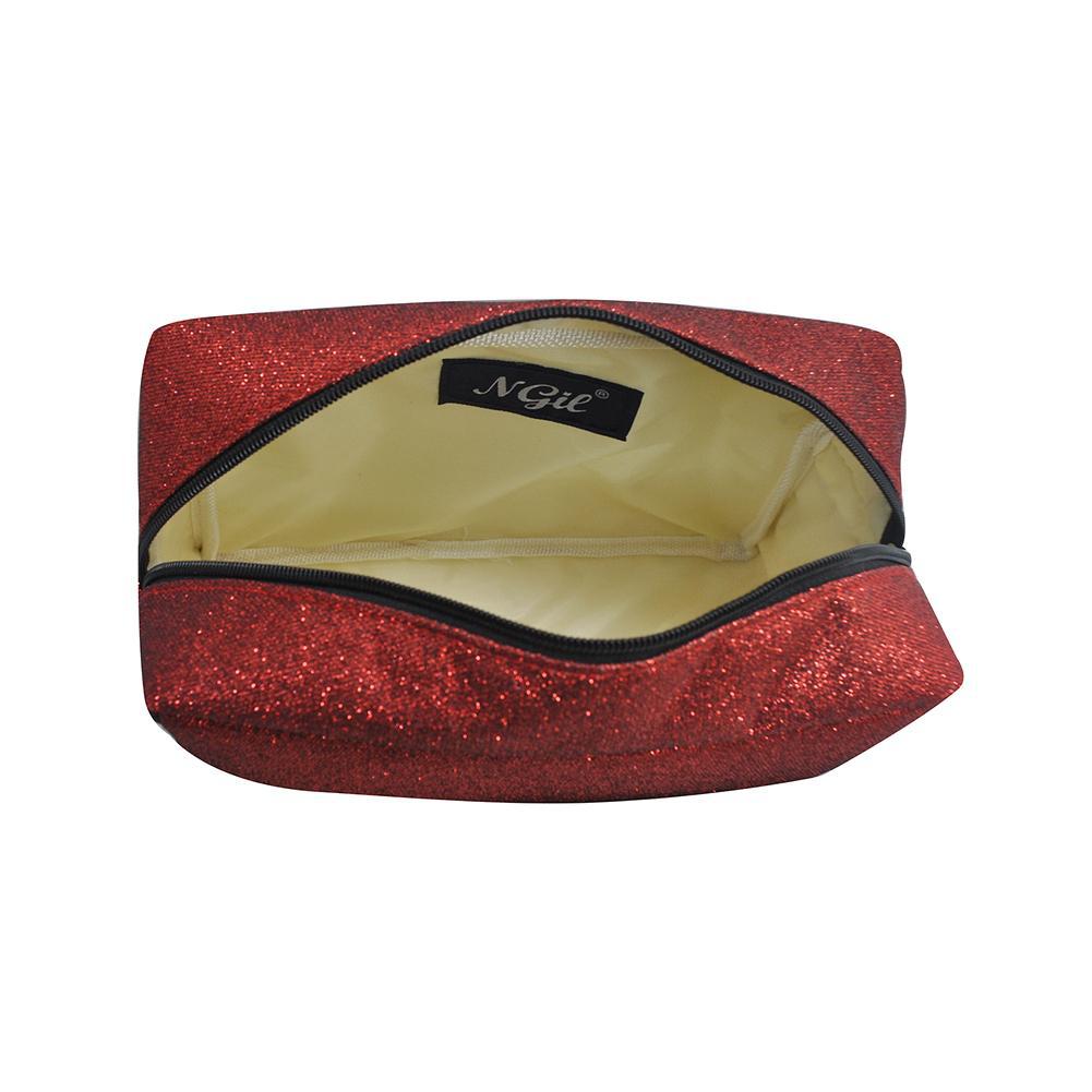 glitter cosmetic pouch, NGIL makeup bag, cheer makeup pouch, dance toiletry bag, gymnastics travel bag, beauty pageant pouch, competition cosmetic case, travel makeup organizer, glitter toiletry bag, small travel pouch, zip top cosmetic case, glitter carry-on bag, dancer makeup case, cheerleader pouch, gymnast toiletry bag, compact glitter bag, makeup bag for travel, glitter gift pouch, sparkle cosmetic bag, overnight toiletry pouch, portable beauty bag, glitter storage pouch