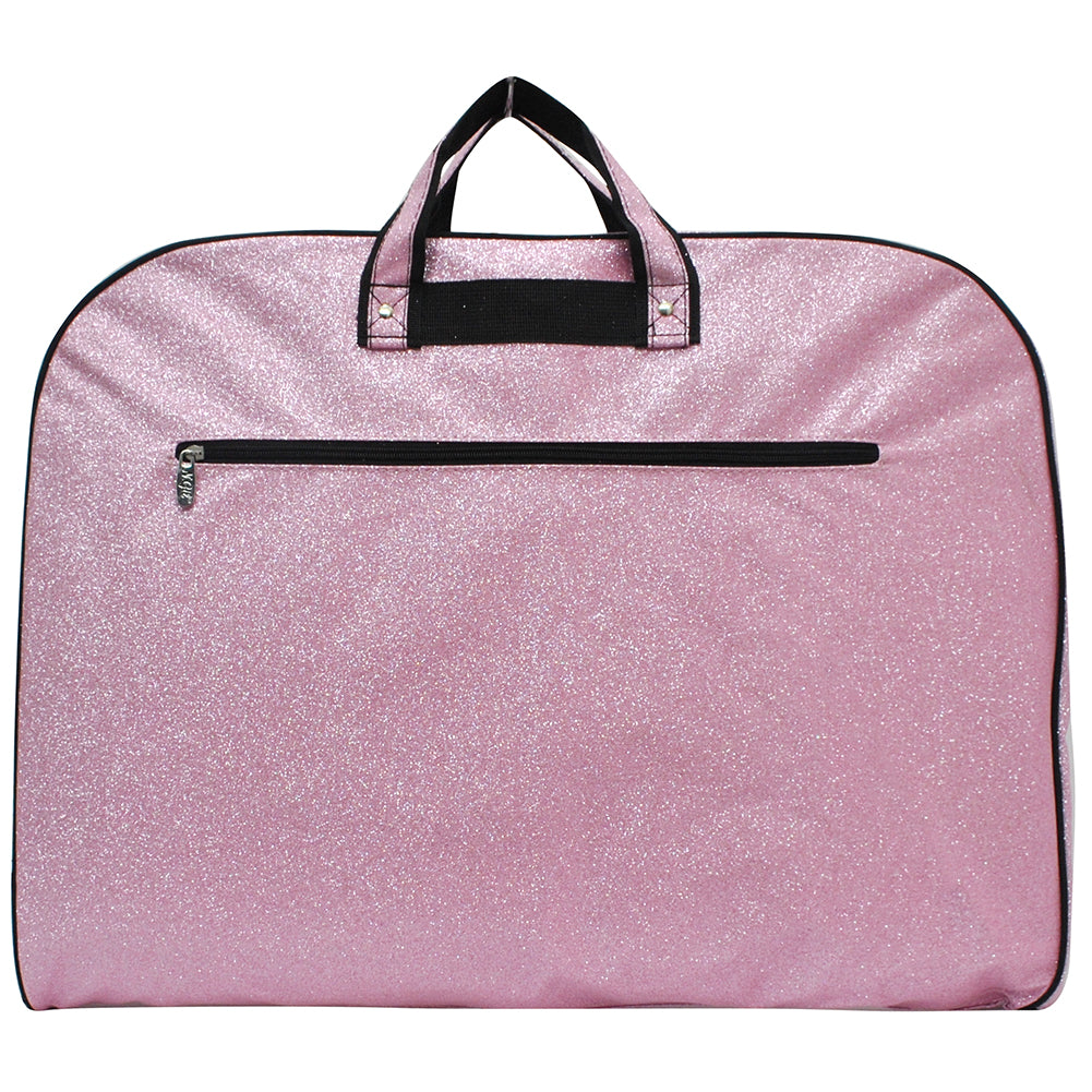 pink glitter garment bag, NGIL garment bag, dance garment bag, cheer garment bag, travel garment bag, competition garment bag, dancewear storage bag, wrinkle-free travel bag, glitter travel bag, dancer travel bag, cheerleader travel bag, monogram garment bag, foldable garment bag, lightweight dance bag, dance competition bag, glitter cheer bag, garment bag with hook, glitter clothing bag, sparkly garment bag, stylish travel bag, costume storage bag, dance outfit bag, cheer uniform bag