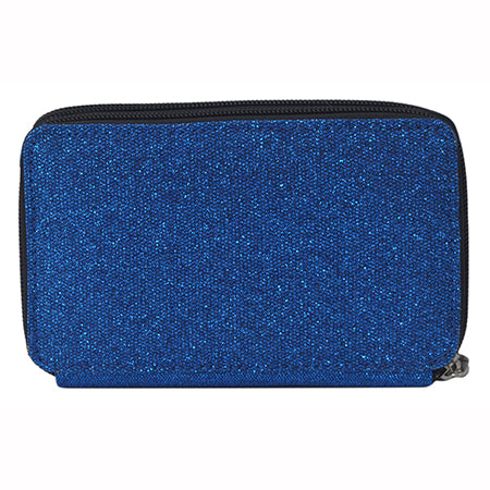 blue glitter all-in-one wallet, NGIL wallet, cheer wallet, dance wallet, gymnastics wallet, sports wallet, competition travel wallet, glitter wristlet wallet, crossbody wallet purse, wallet with phone pocket, wallet with card slots, glitter travel organizer, canvas glitter wallet, team mom wallet, coach accessory wallet, all-in-one glitter purse, zippered wallet bag, small glitter crossbody, sparkle wallet for girls, competition day wallet, dance mom wallet, cheer coach wallet