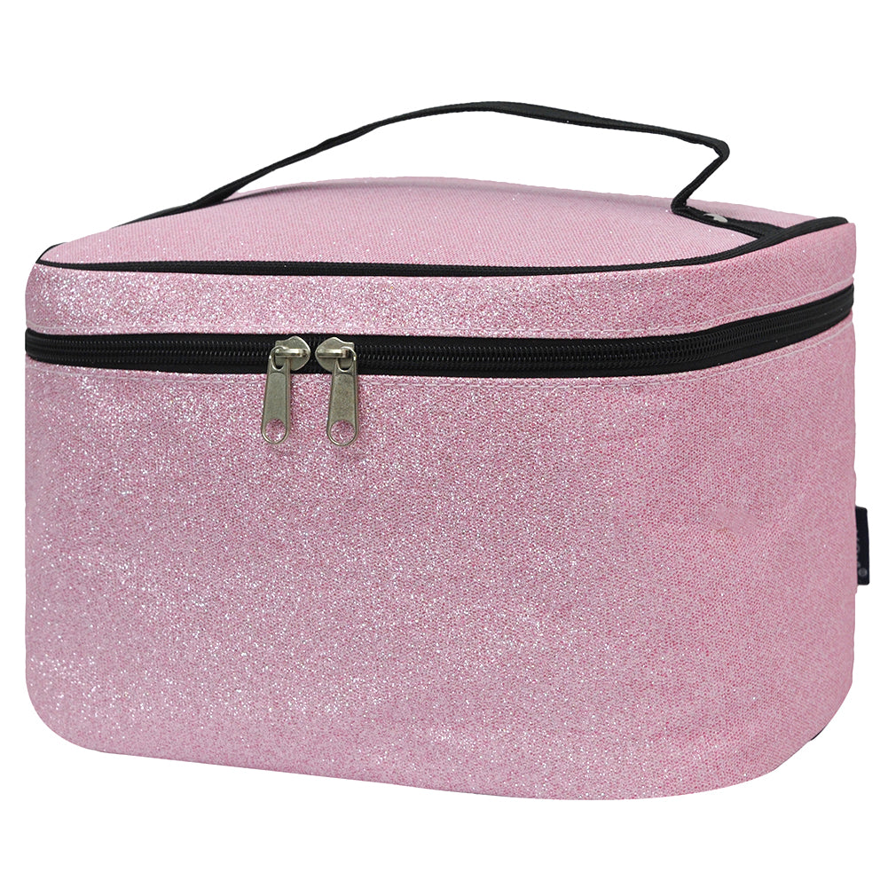 Cosmetic case for travel, cosmetic case gift set, cosmetic organizer case, personalized professional makeup case, dance recital gift, pink glitter makeup box,