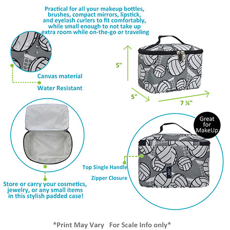 volleyball cosmetic bag interior, inside of volleyball makeup pouch, volleyball toiletry bag with roomy interior, volleyball makeup bag storage space, volleyball print cosmetic bag open view, volleyball pouch with compartments, volleyball toiletry organizer inside, volleyball bag with spacious interior, volleyball makeup organizer inner space, zippered volleyball pouch interior view,