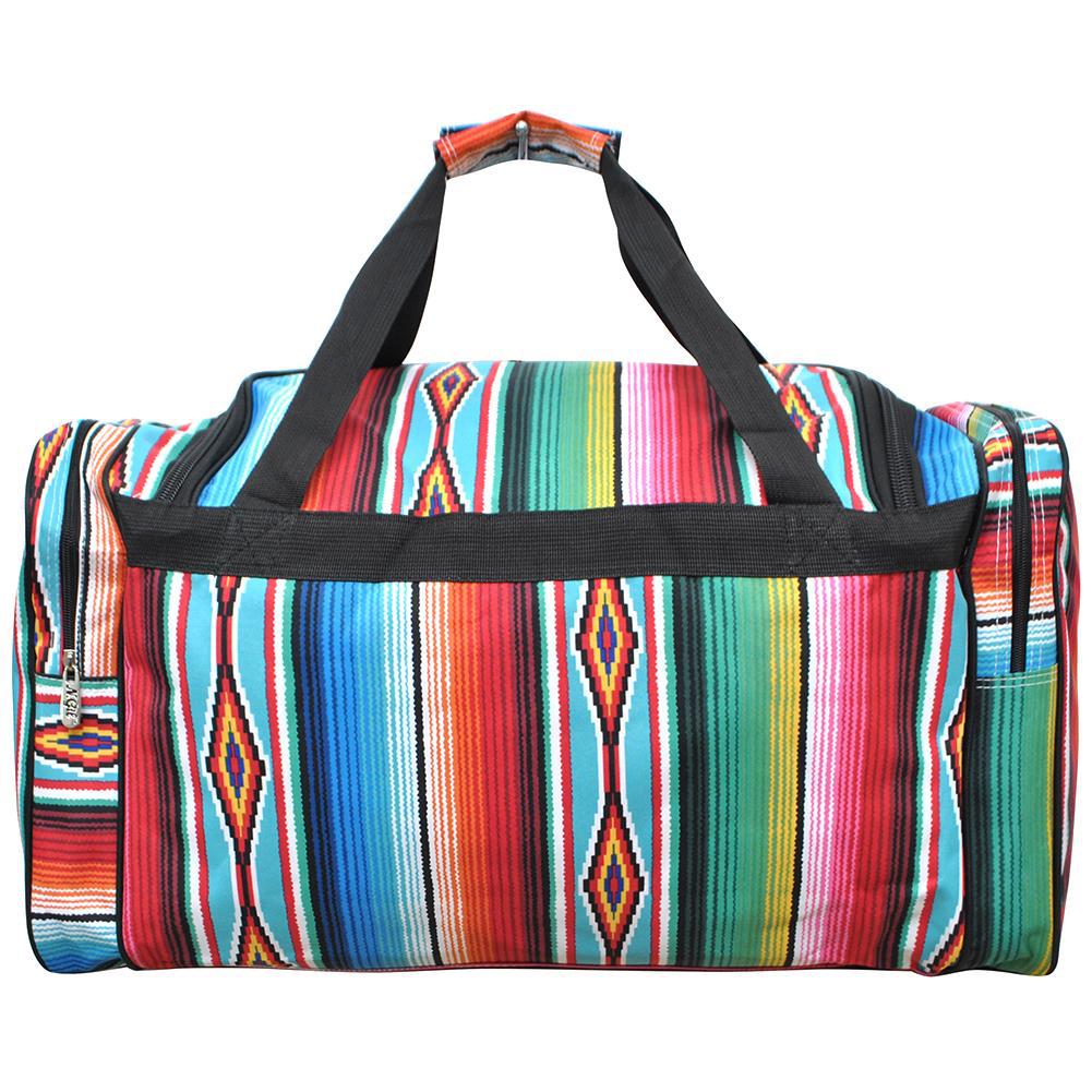 tribal design 23”inch duffle bag, easy to carry gym bag with canvas material, cute under $20 gifts for gym buddies, in bulk native American tribal design duffle bag, serape inspired design weekender bag for children, travel bag 23” inch serape