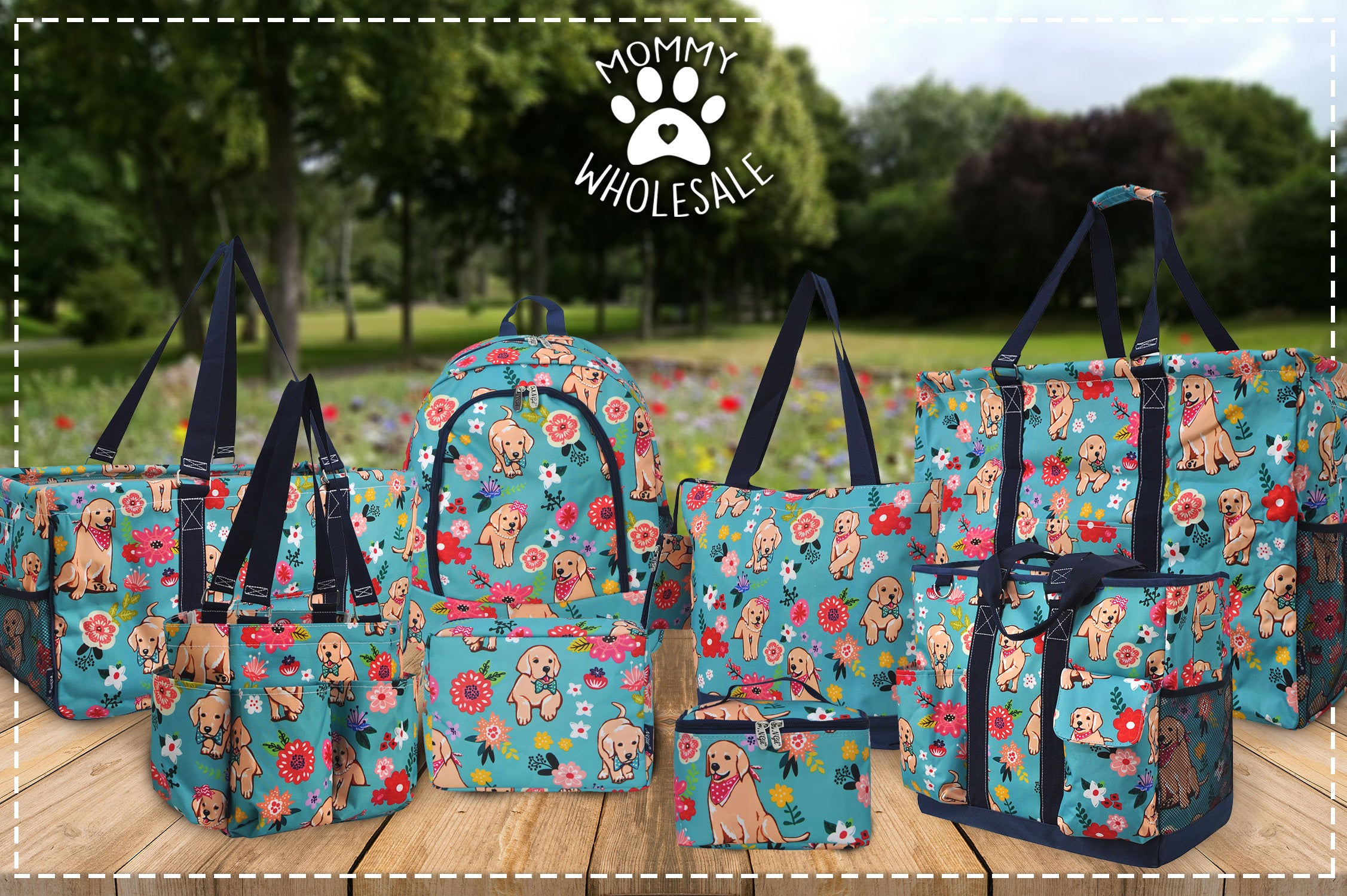 Wholesale Dog and Pet Lovers Cheap Handbags and Totes, Wholesale Bulk Dog Bags, Wholesale Pet Gifts, Cheap Pet Lovers Gift Ideas, Blue Floral Puppy Purse