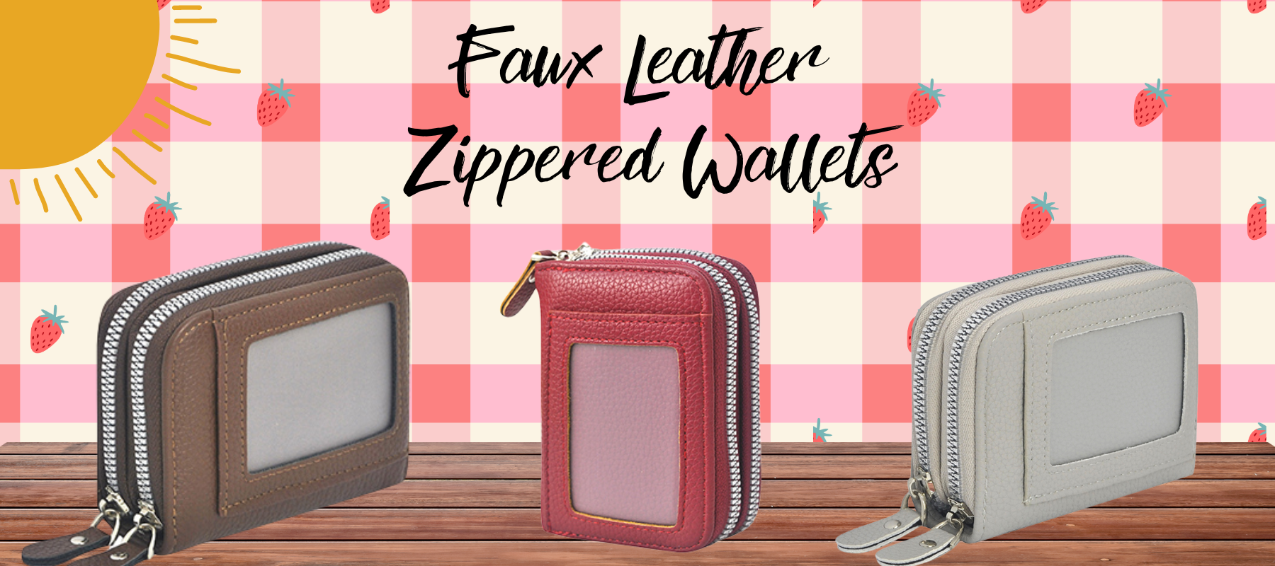 Summer must have:  Faux Leather Zippered Wallets! 😊🍓