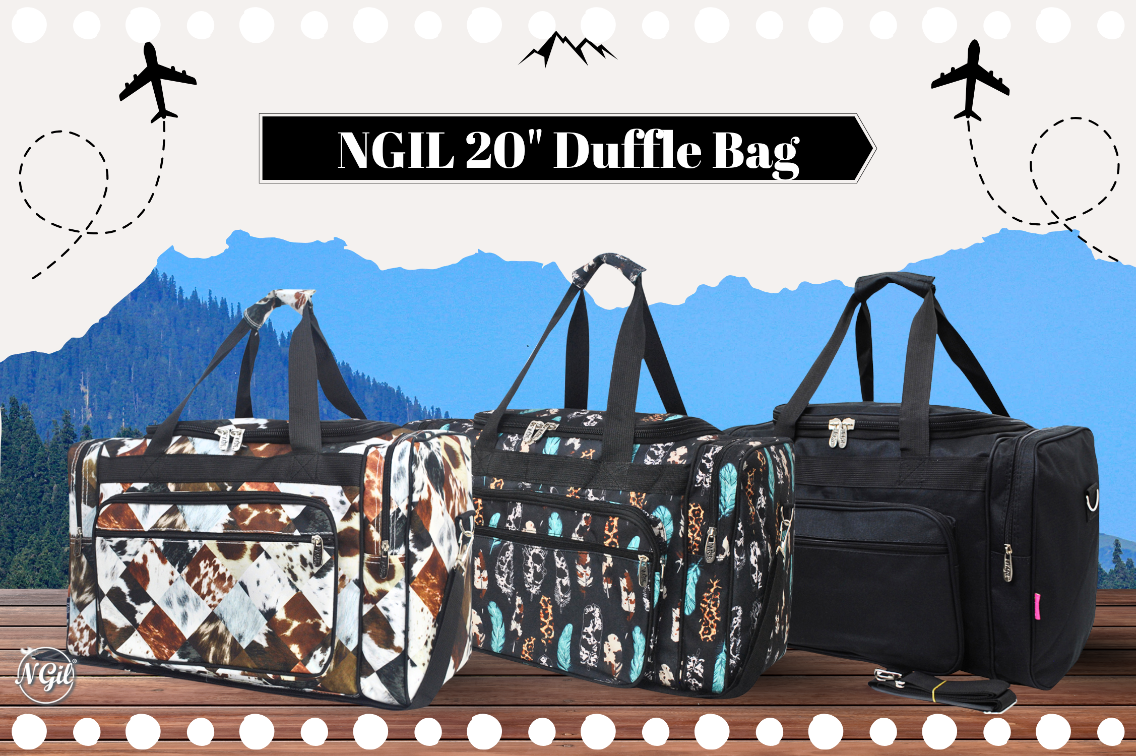 We carry variety selection of duffle bag women, personalized duffle bag women, personalized bag, and personalized athletic bag. This NGIL wholesale duffle bag is perfect for weekend trips. Kids love these cute bags for sports and sleep overs.