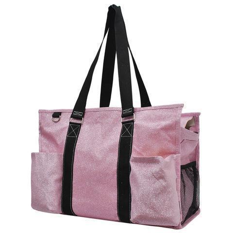 Glitter Utility Tote Bag with Pockets, Wholesale Glitter Deluxe Organizing Utility Tote, Cute Glitter Utility Tote, Wholesale Breast Cancer Awareness Pink Glitter Bags, Flag Team Glitter Bag, Drill Team Glitter Bag