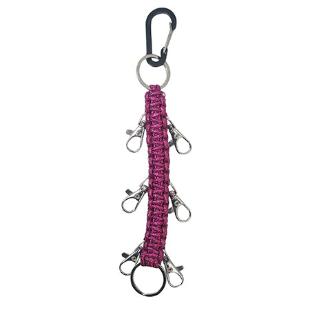 Hot pink keychain with carabiner, hot pink keychain for cheer, hot pink cheer hair bow organizer, Keychain, carabiner, keychain with carabiner, cheer keychain, ngil hairbow holder, carabiner hair bow clip, cheer accessory, accessory holder, accessory keychain, cheer gear, dance team accessories, cheer gear for backpacks, cheerleading team essentials, wholesale, wholesale keychains, cheer gifts, gifts for dance teams, keychain organizer, bow keychain, hair accessory carabiner clip.