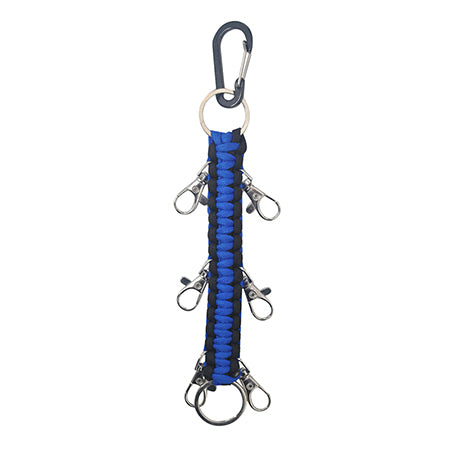 Royal Blue/Black NGIL Paracord Cheer Hairbow Holder for Backpack, Dance Team Hairbow Keychain with Carabiner