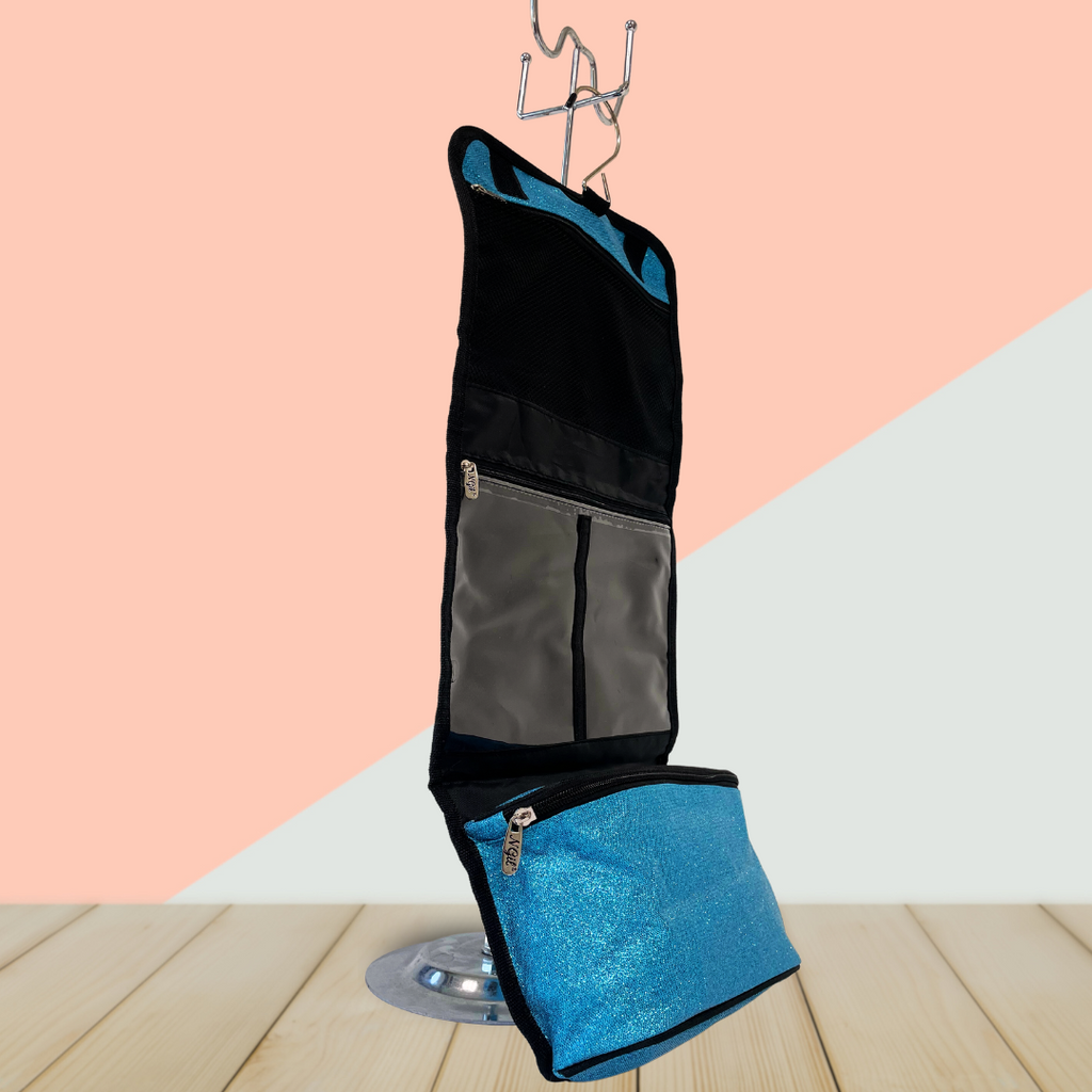 NGIL toiletry bag, glitter toiletry bag, travel toiletry bag, cheer toiletry bag, dance toiletry bag, gymnastics toiletry bag, sports toiletry organizer, beauty pageant bag, monogram toiletry bag, hanging travel bag, clear pouch toiletry bag, Velcro toiletry bag, glitter travel bag, competition toiletry case, compact toiletry organizer, travel toiletry case, girls toiletry bag, toiletry bag with hook, cosmetic travel bag, sparkle toiletry pouch, dancer toiletry bag, cheerleader travel pouch