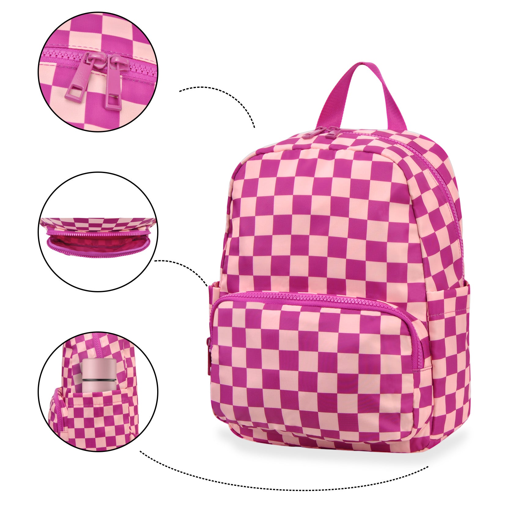 Hot Pink Small Checkered Backpack – MOMMYWHOLESALE.COM