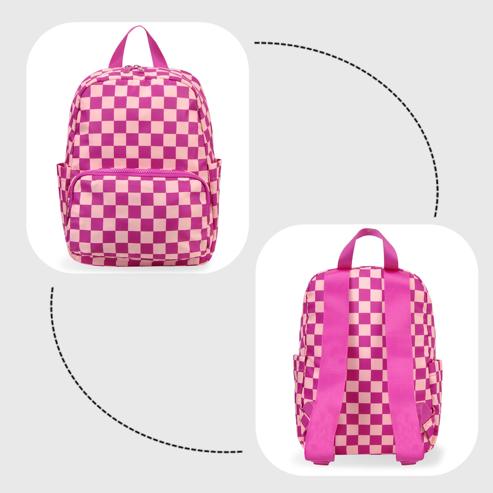 Hot Pink Small Checkered Backpack – MOMMYWHOLESALE.COM