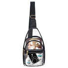 clear sling bag, fashion stadium bag, trendy concert bag, amusement park crossbody, transparent sling bag, stadium approved purse, PVC crossbody bag, clear shoulder bag, stylish stadium bag, travel concert bag, gold accent clear bag, clear sling for concerts, clear amusement park purse, everyday stadium bag, festival clear sling, hands-free concert bag, stadium fashion accessory, event-ready sling bag, sporty clear bag, chic amusement park crossbody