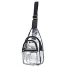 clear sling bag, fashion stadium bag, trendy concert bag, amusement park crossbody, transparent sling bag, stadium approved purse, PVC crossbody bag, clear shoulder bag, stylish stadium bag, travel concert bag, gold accent clear bag, clear sling for concerts, clear amusement park purse, everyday stadium bag, festival clear sling, hands-free concert bag, stadium fashion accessory, event-ready sling bag, sporty clear bag, chic amusement park crossbody
