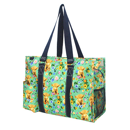 NGIL All-Purpose Large Utility Tote Bag - 18 X 13 X 8 Inches, Water-Resistant, Retro Rainbow Navy Design