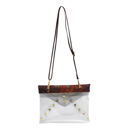 concert bag, stadium approved bag, clear festival purse, club crossbody bag, see-through event bag, transparent stadium clutch, faux fur clear bag, gold studded stadium purse, stylish concert crossbody, festival clear vinyl bag, chic clubbing bag, hands-free stadium bag, clear bag for sports games, stadium fashion purse, concert ready accessory, club clear bag, crossbody for concerts, stadium approved fashion bag, clear vinyl purse with studs, trendy stadium event bag