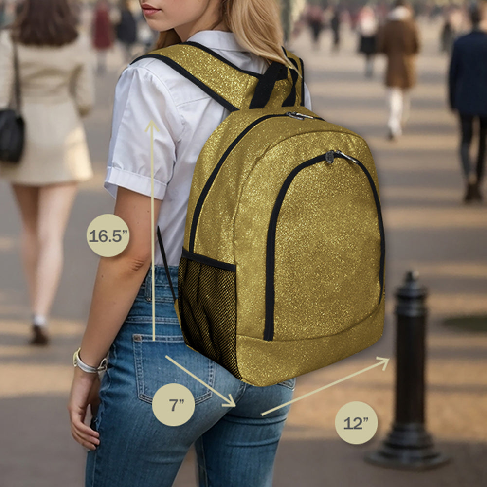 Gold Glitter NGIL Canvas School Backpack In Bulk