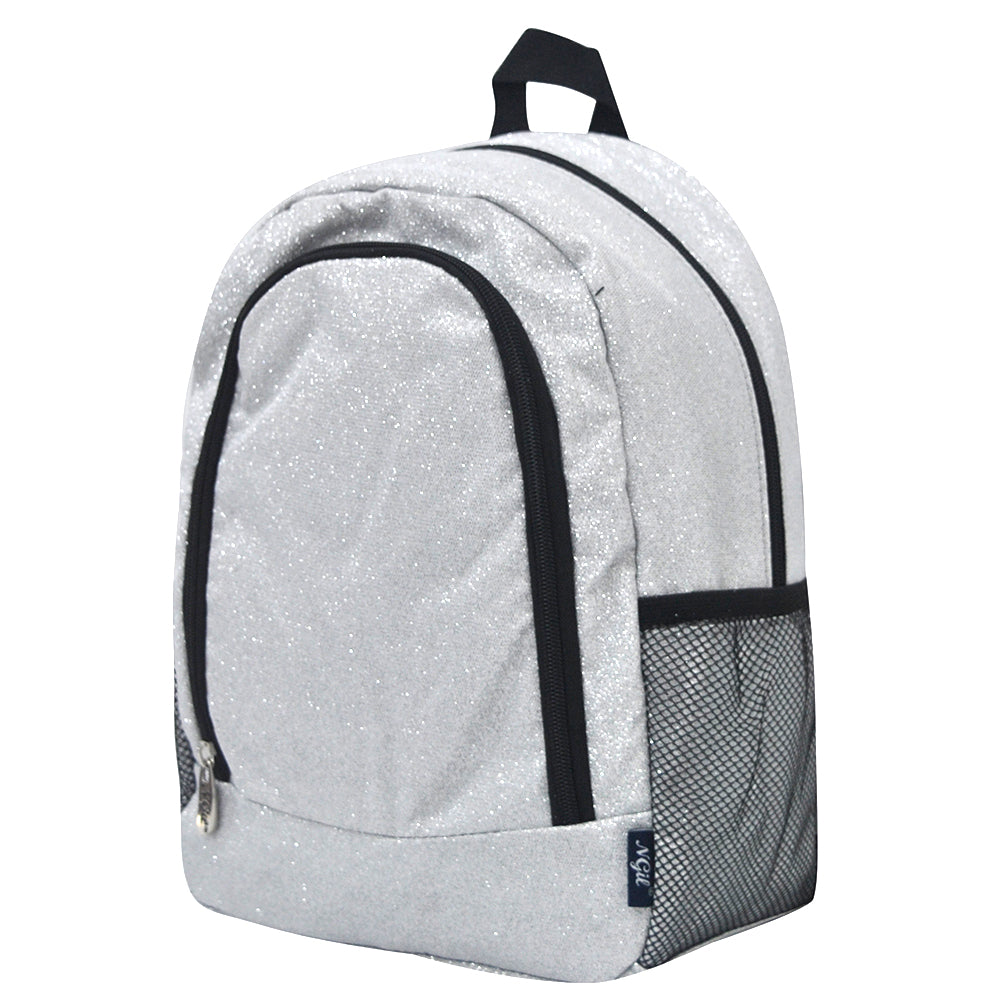 Silver Glitter Medium Size NGIL Canvas School Backpack In Bulk