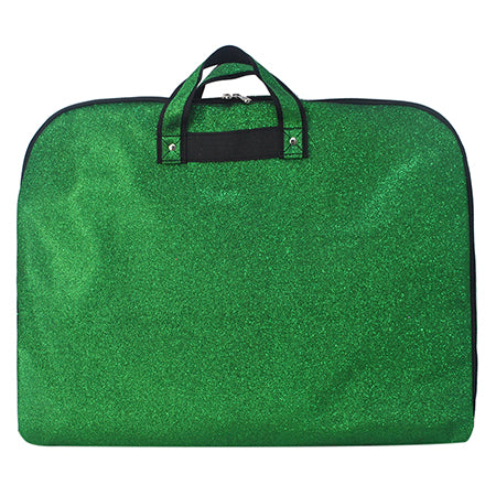 green glitter garment bag, NGIL garment bag, dance garment bag, cheer garment bag, travel garment bag, competition garment bag, dancewear storage bag, wrinkle-free travel bag, glitter travel bag, dancer travel bag, cheerleader travel bag, monogram garment bag, foldable garment bag, lightweight dance bag, dance competition bag, glitter cheer bag, garment bag with hook, glitter clothing bag, sparkly garment bag, stylish travel bag, costume storage bag, dance outfit bag, cheer uniform bag