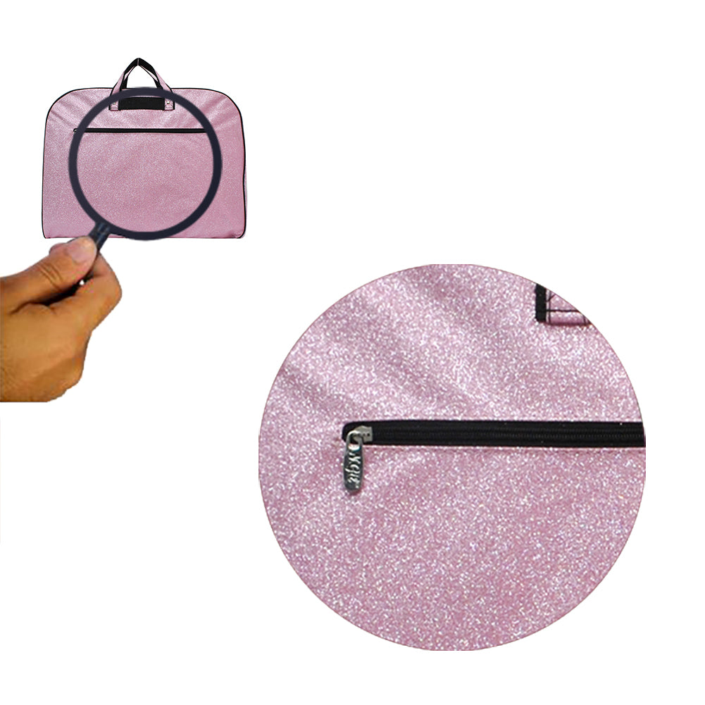 pink glitter garment bag, NGIL garment bag, dance garment bag, cheer garment bag, travel garment bag, competition garment bag, dancewear storage bag, wrinkle-free travel bag, glitter travel bag, dancer travel bag, cheerleader travel bag, monogram garment bag, foldable garment bag, lightweight dance bag, dance competition bag, glitter cheer bag, garment bag with hook, glitter clothing bag, sparkly garment bag, stylish travel bag, costume storage bag, dance outfit bag, cheer uniform bag
