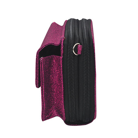 hot pink glitter all-in-one wallet, NGIL wallet, cheer wallet, dance wallet, gymnastics wallet, sports wallet, competition travel wallet, glitter wristlet wallet, crossbody wallet purse, wallet with phone pocket, wallet with card slots, glitter travel organizer, canvas glitter wallet, team mom wallet, coach accessory wallet, all-in-one glitter purse, zippered wallet bag, small glitter crossbody, sparkle wallet for girls, competition day wallet, dance mom wallet, cheer coach wallet