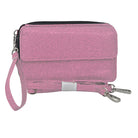 pink glitter all-in-one wallet, NGIL wallet, cheer wallet, dance wallet, gymnastics wallet, sports wallet, competition travel wallet, glitter wristlet wallet, crossbody wallet purse, wallet with phone pocket, wallet with card slots, glitter travel organizer, canvas glitter wallet, team mom wallet, coach accessory wallet, all-in-one glitter purse, zippered wallet bag, small glitter crossbody, sparkle wallet for girls, competition day wallet, dance mom wallet, cheer coach wallet