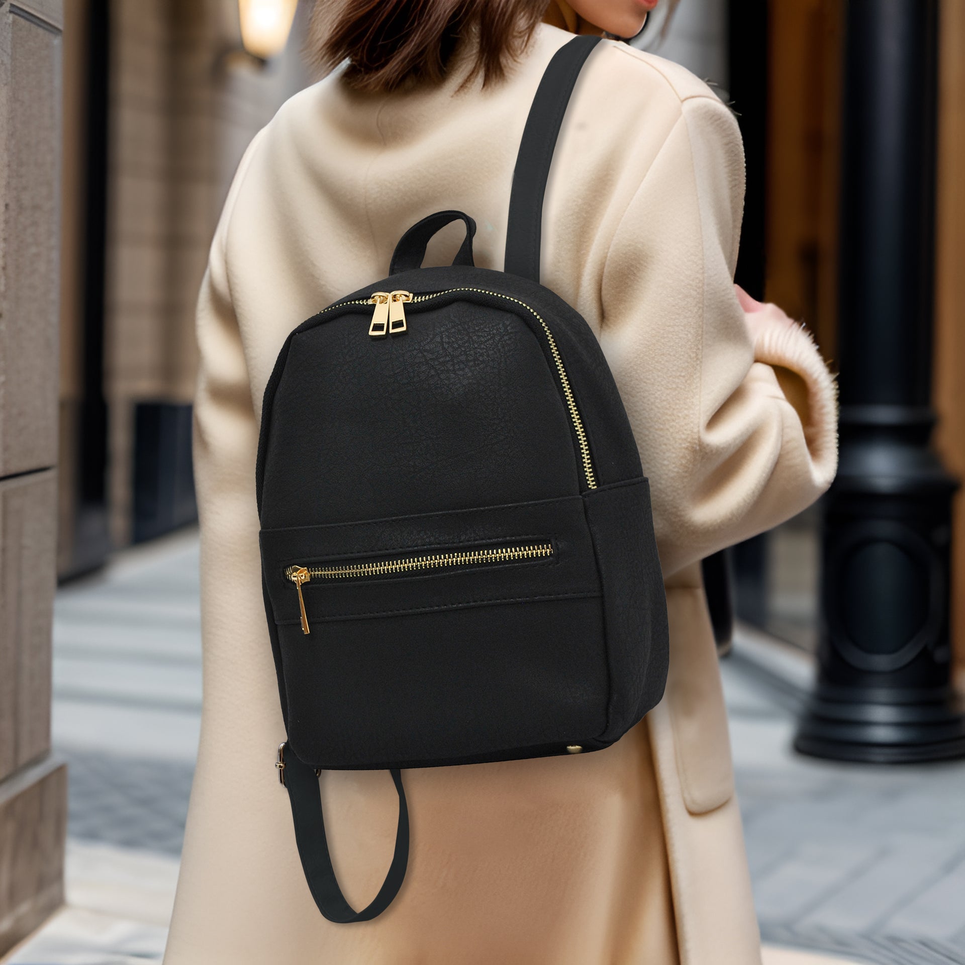 !SALE! Black NGIL Faux Leather Mini Backpack –