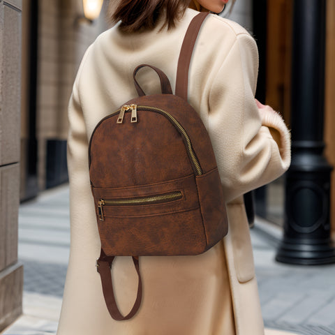 SALE! Brown NGIL Faux Leather Mini Backpack –