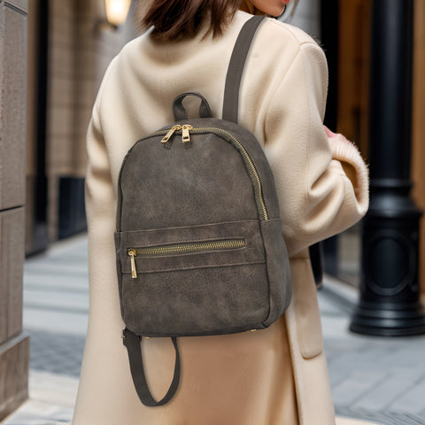 classy mini backpack SALE!Taupe Gray NGIL Faux Leather – front zipper pocket weather proof Makeup Bag Diy Pouch Length:7.2