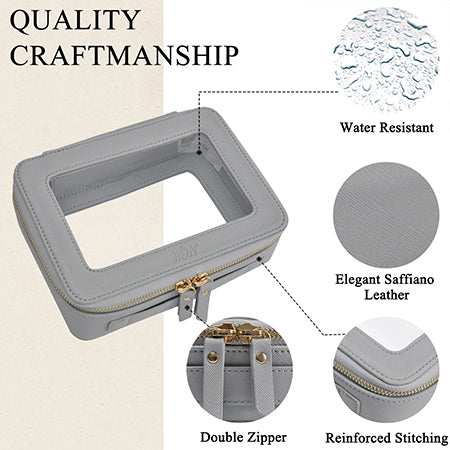 clear toiletry bag, faux leather makeup bag, TSA approved toiletry bag, clear cosmetic pouch, travel toiletry organizer, transparent makeup bag, waterproof travel bag, vegan leather toiletry bag, gym cosmetic bag, cruise travel bag, dance competition toiletry bag, road trip makeup case, golden zipper cosmetic bag, stylish clear bag, skincare travel pouch, TSA clear bag, eco-friendly cosmetic bag, clear bag with gold accents, makeup travel pouch, beauty storage organizer