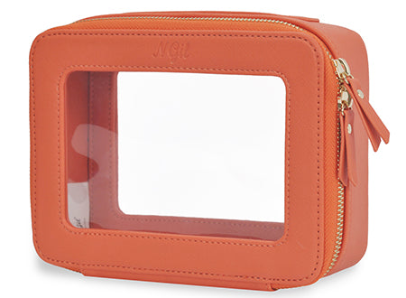 clear toiletry bag, faux leather makeup bag, TSA approved toiletry bag, clear cosmetic pouch, travel toiletry organizer, transparent makeup bag, waterproof travel bag, vegan leather toiletry bag, gym cosmetic bag, cruise travel bag, dance competition toiletry bag, road trip makeup case, golden zipper cosmetic bag, stylish clear bag, skincare travel pouch, TSA clear bag, eco-friendly cosmetic bag, clear bag with gold accents, makeup travel pouch, beauty storage organizer