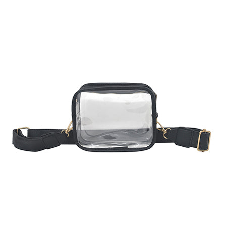 clear stadium bag, concert crossbody bag, stadium approved purse, see through bag, transparent crossbody, clear PVC bag, game day clear bag, clear shoulder bag, festival approved bag, stadium security bag, sports event clear purse, concert see through bag, adjustable strap clear bag, thick PVC stadium bag, stadium fashion bag, clear purse with strap, gold accent clear bag, faux leather trim clear bag, stadium regulation bag, concert ready crossbody bag, clear handbag for events