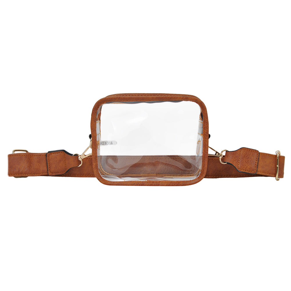 clear stadium bag, concert crossbody bag, stadium approved purse, see through bag, transparent crossbody, clear PVC bag, game day clear bag, clear shoulder bag, festival approved bag, stadium security bag, sports event clear purse, concert see through bag, adjustable strap clear bag, thick PVC stadium bag, stadium fashion bag, clear purse with strap, gold accent clear bag, faux leather trim clear bag, stadium regulation bag, concert ready crossbody bag, clear handbag for events